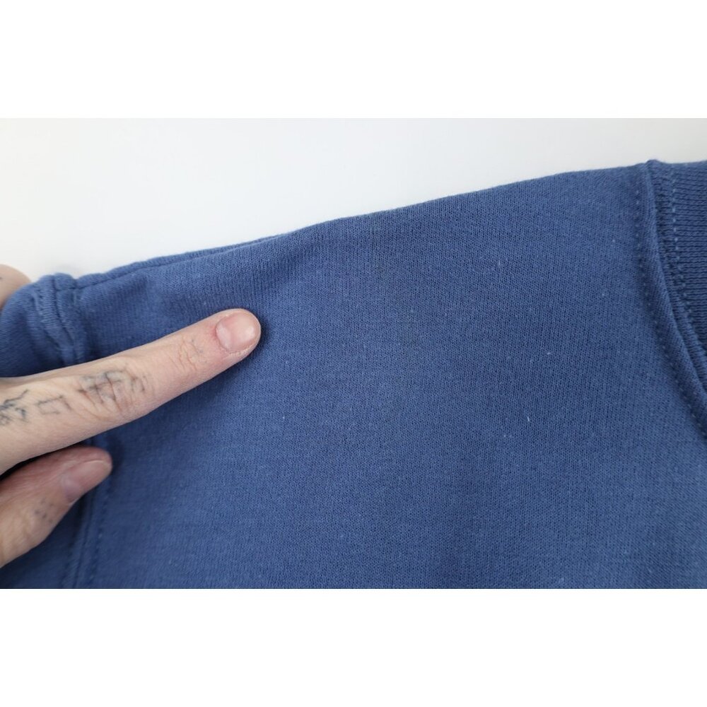 Vintage 90s Streetwear Womens Large Faded Christmas Snow Birds Sweatshirt Blue - Picture 7 of 12